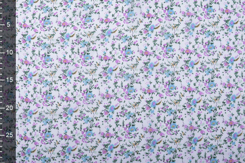 Chiffon Bedrukt Bloemen Paars Blauw
