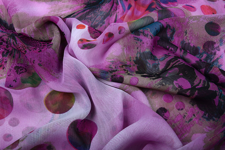 Chiffon Printed Dots Purple