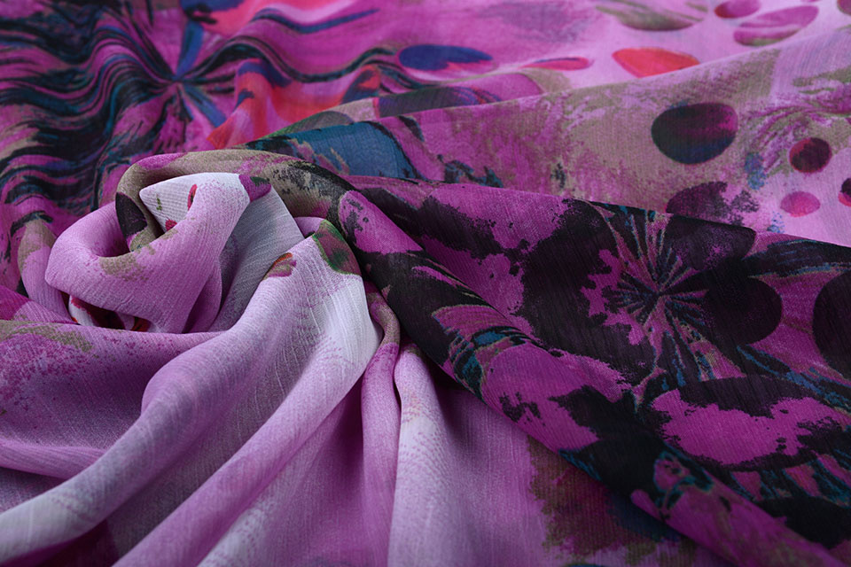 Chiffon Bedrukt Stippen Paars
