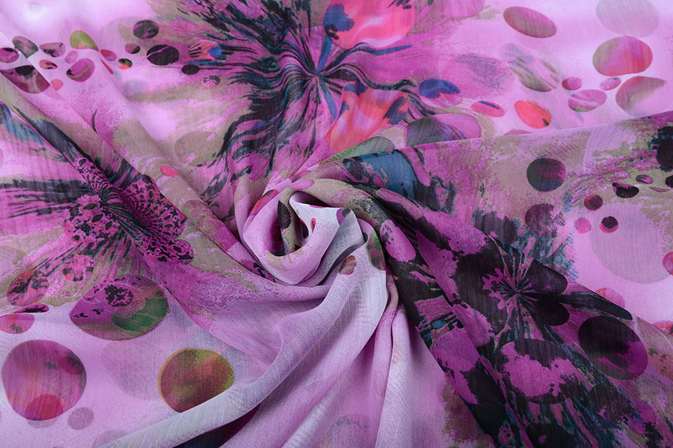 Chiffon Bedrukt Stippen Paars