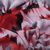 Chiffon Bedrukt ZigZag Rood