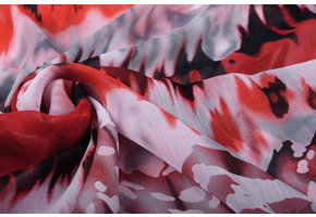 Chiffon Bedruckt Zick-Zack Rot