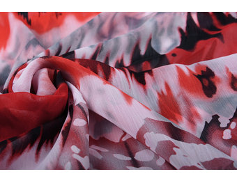 Chiffon Bedruckt Zick-Zack Rot