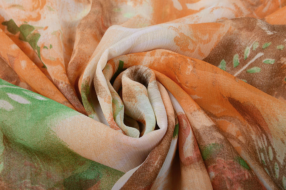Chiffon Bedrukt Oase Oranje