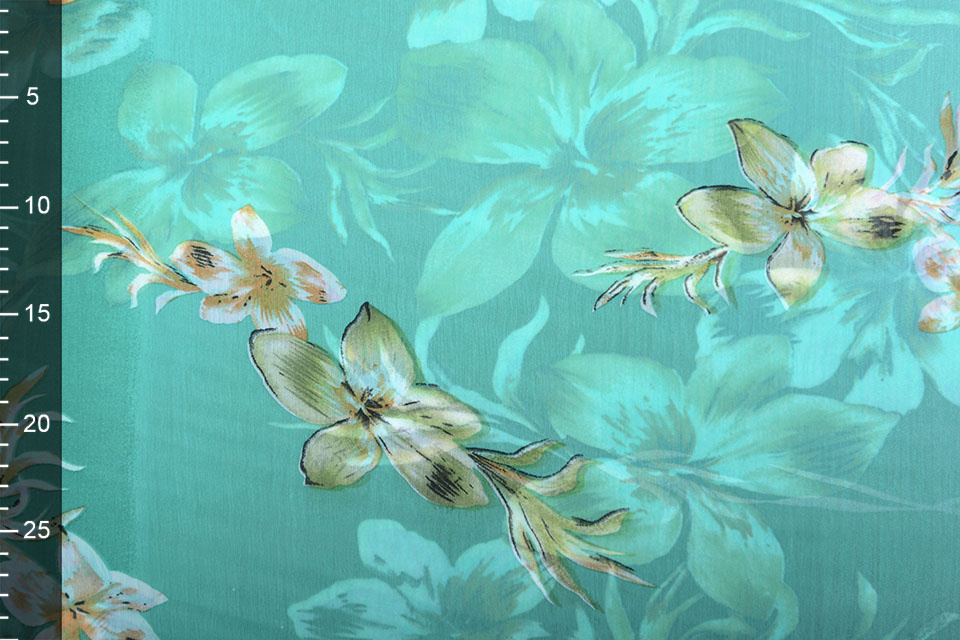 Chiffon Bedrukt Lelie Groen