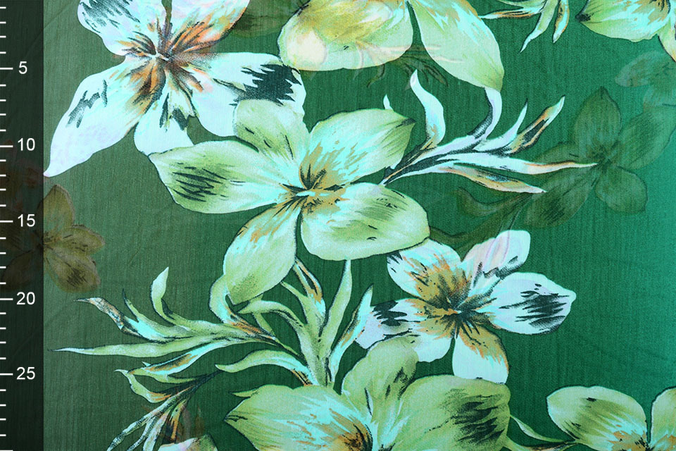 Chiffon Bedrukt Lelie Groen