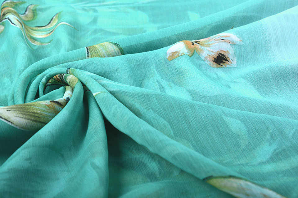 Chiffon Bedrukt Lelie Groen