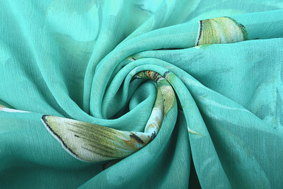 Chiffon Bedrukt Lelie Groen