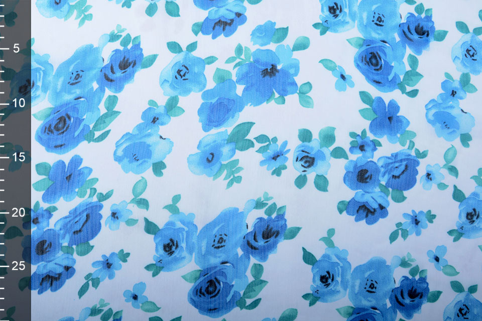 Chiffon Bedruckt Blumen Blau