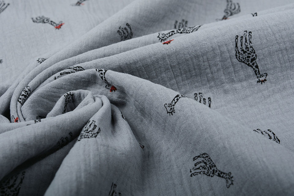 Baumwoll Musselin Giraffe Mittel Grau
