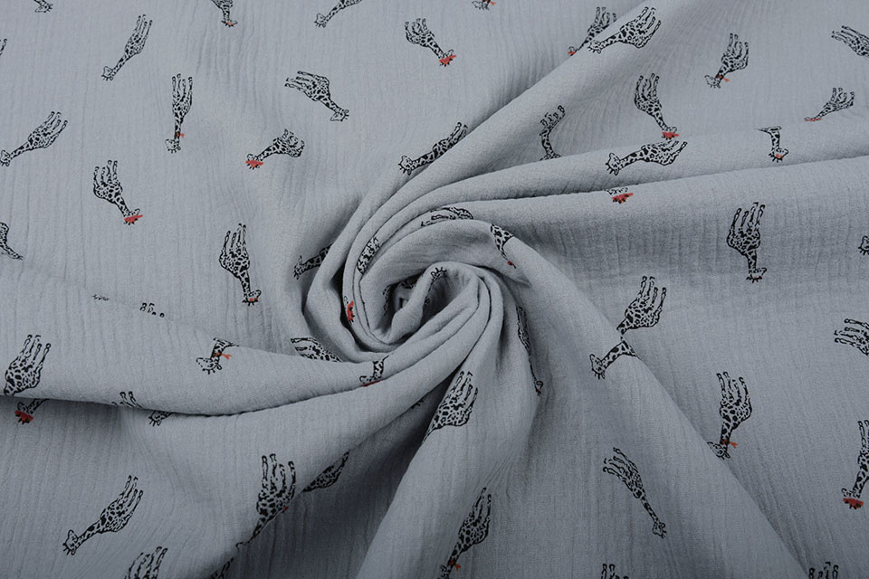 Baumwoll Musselin Giraffe Mittel Grau