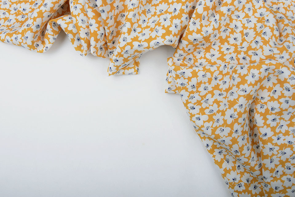 100% Viscose Chally Flowers Ocher Yellow