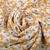 100% Viscose Chally  Flowers Ocher Yellow