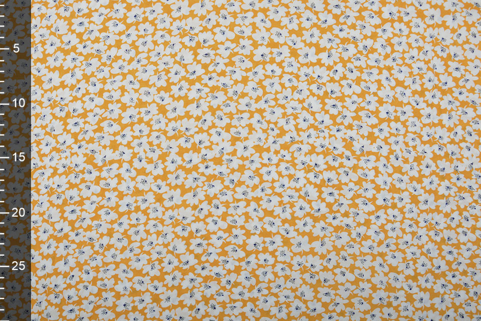 100% Viscose Chally Flowers Ocher Yellow