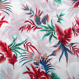 100% Viscose Tropical Palmleaves White