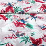 100% Viscose Tropical Palmleaves White