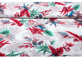 100% Viscose Tropical Palmleaves White