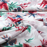100% Viscose Tropical Palmleaves White