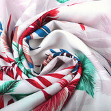 100% Viscose Tropical Palmleaves White