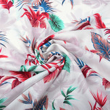 100% Viscose Tropical Palmleaves White