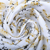 100% Gewassen Katoen Trandafiri Bloemen Oker Geel