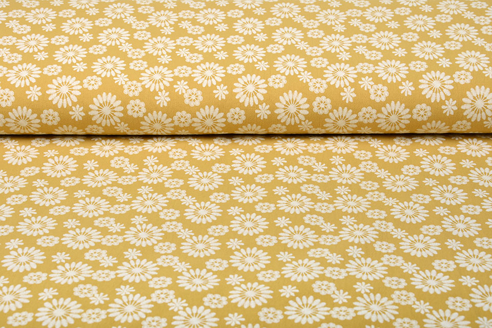 100% Washed Cotton Bulatan Mandala Ocher Yellow
