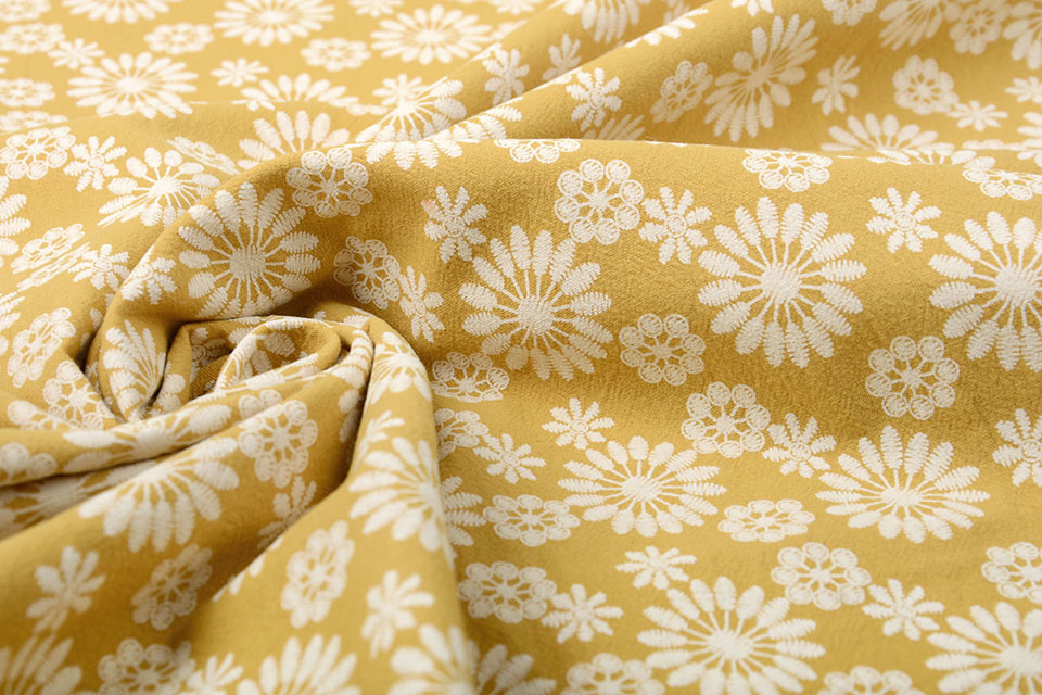 100% Washed Cotton Bulatan Mandala Ocher Yellow