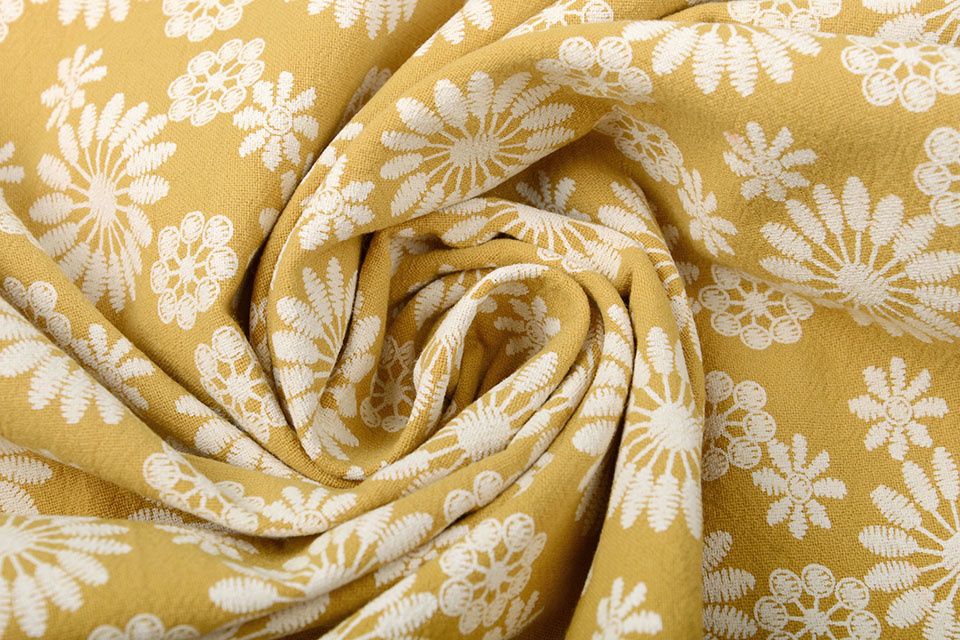 100% Washed Cotton Bulatan Mandala Ocher Yellow