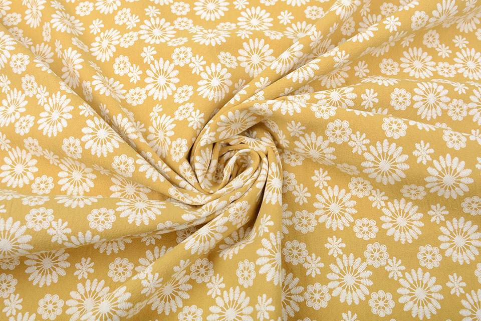 100% Washed Cotton Bulatan Mandala Ocher Yellow