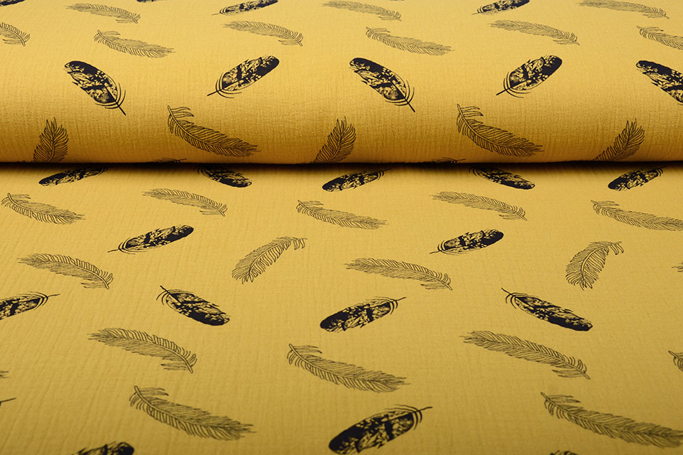 Double Gauze Fabric Dando Feather Ocher Yellow
