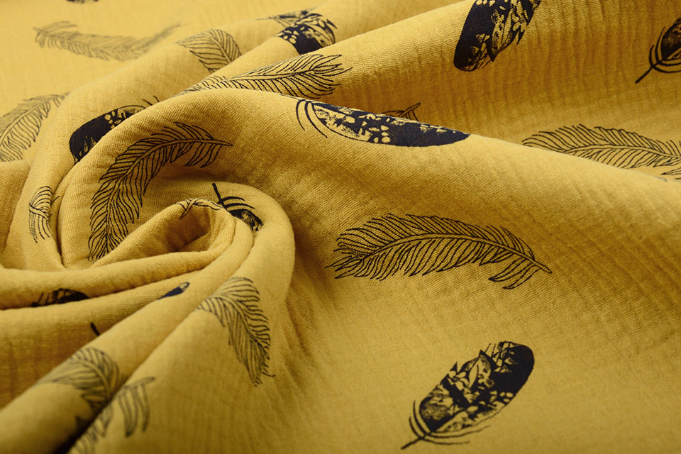 Double Gauze Fabric Dando Feather Ocher Yellow