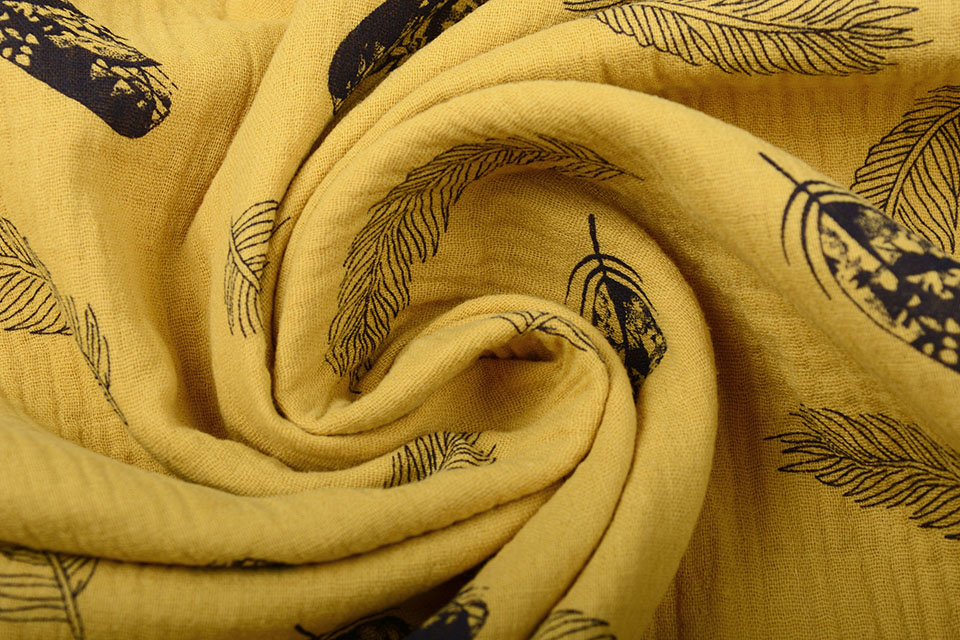 Double Gauze Fabric Dando Feather Ocher Yellow