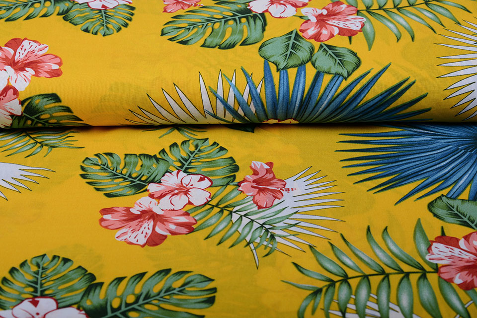 100% Viscose Aloha Ocher Yellow Fabrics