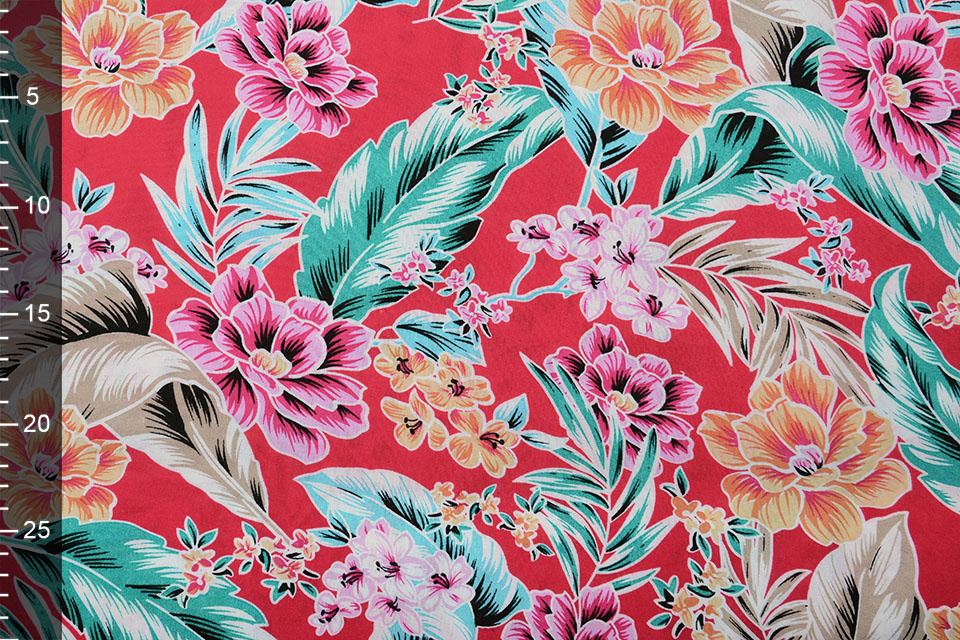 100% Viscose Tropikali Red