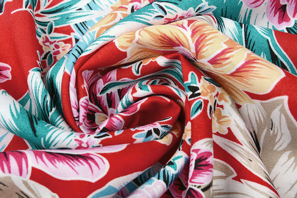 100% Viscose Tropikali Red