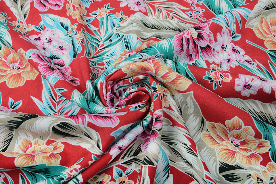 100% Viscose Tropikali Red