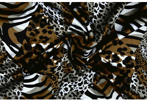 Stretch Satijn Bedrukt Multi color 4