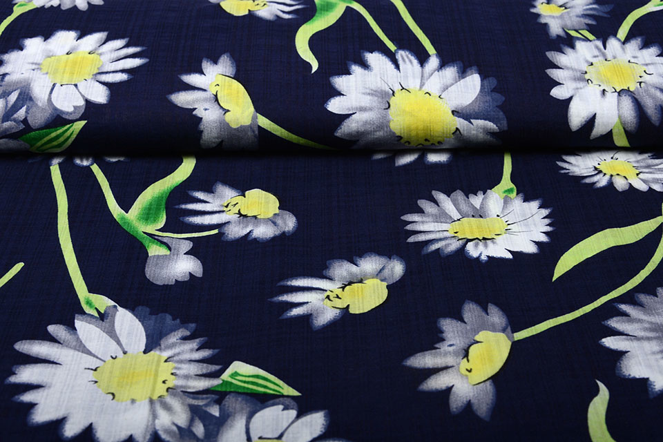 Katoen Viscose Cataleya Marine Blauw