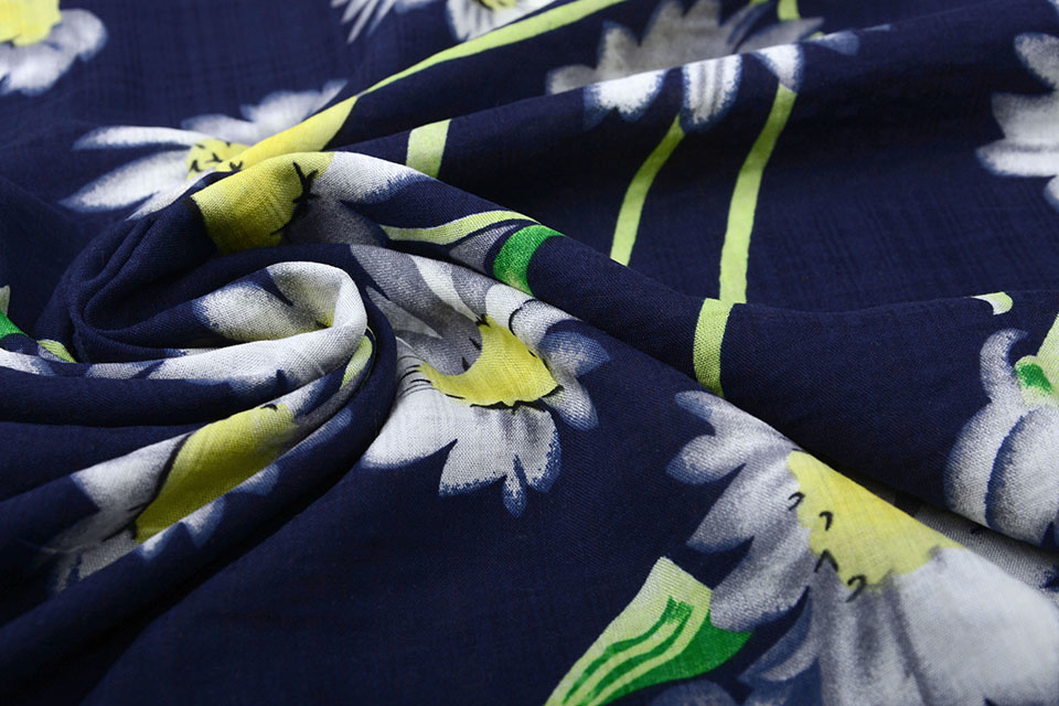 Katoen Viscose Cataleya Marine Blauw