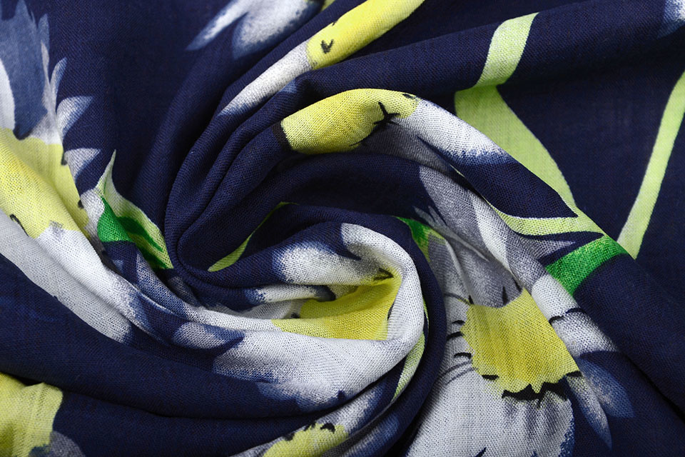 Katoen Viscose Cataleya Marine Blauw