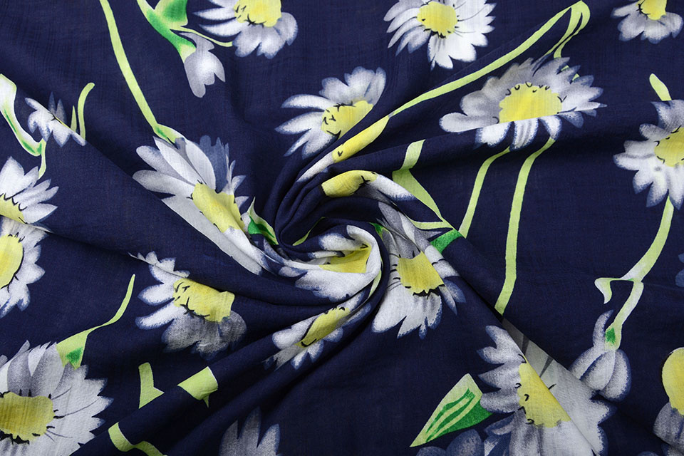 Katoen Viscose Cataleya Marine Blauw