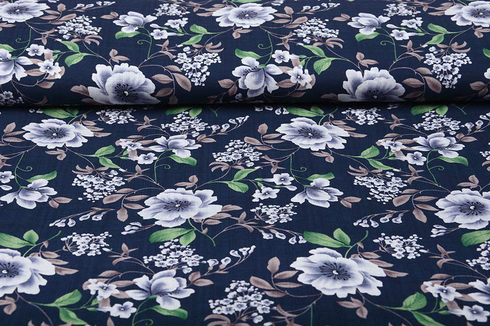 Cotton Viscose Amara Navy Blue