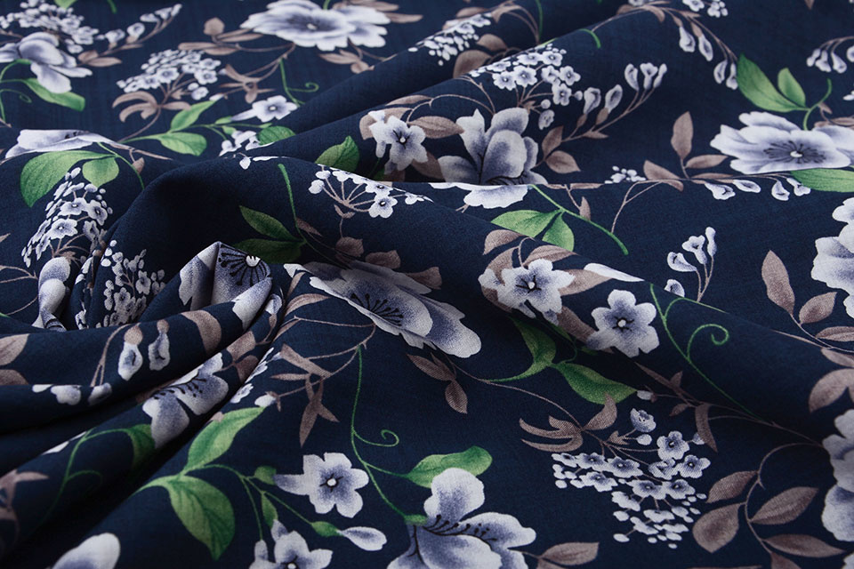 Cotton Viscose Amara Navy Blue