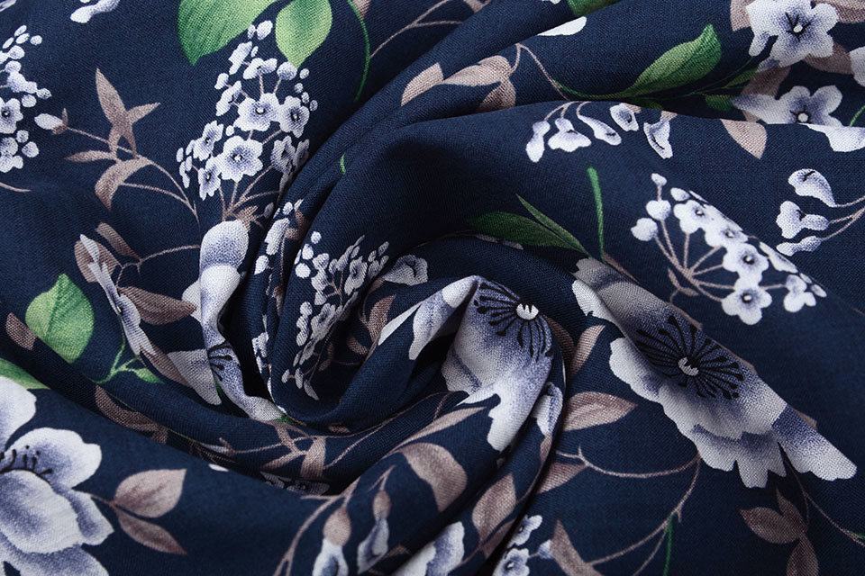 Cotton Viscose Amara Navy Blue