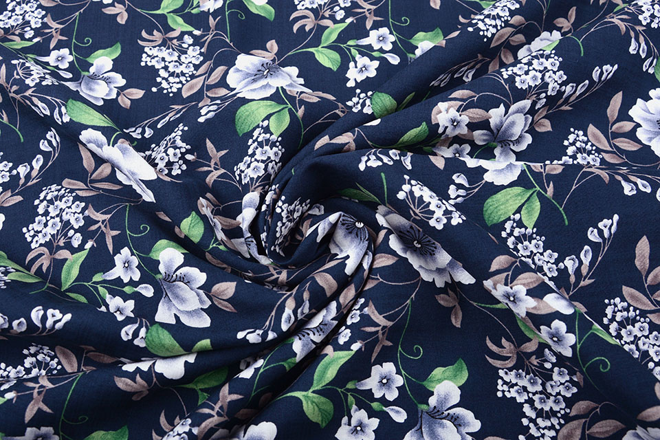 Cotton Viscose Amara Navy Blue
