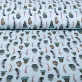 100% Digital Cotton Gashina Feather Blue