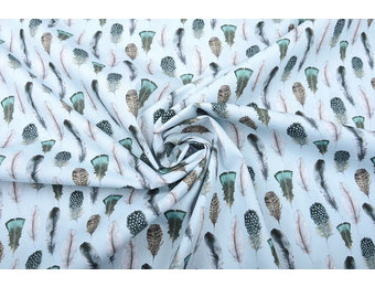 100% Digital Baumwolle Gashina Federn Blau