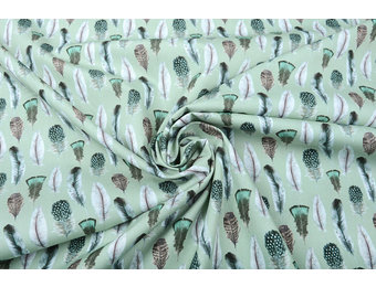 100% Digital Baumwolle Gashina Federn Grün