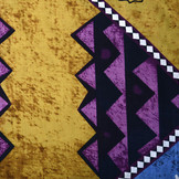 Batik Motiv Ocker Blau Lila