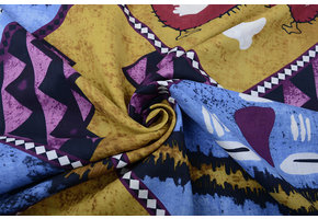 Batik Print  Oker Blauw Paars